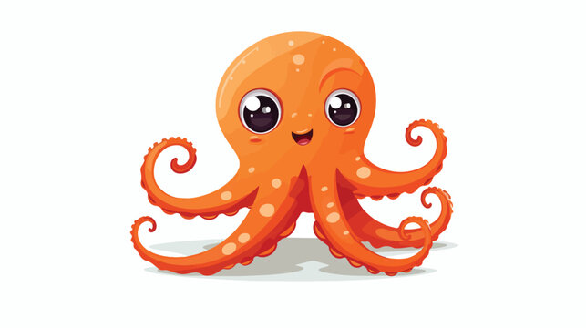 Cute Cartoon Octopus Vector Illustration flat vector