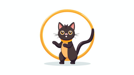 Cute Cat Playing Hula Hoop Cartoon Vector Icon . An