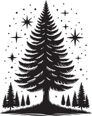 Pine Tree Silhouette vector Illustration Set