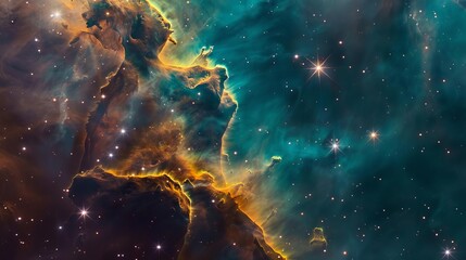 Vivid representation of a cosmic nebula, showcasing the majestic beauty and mystery of the universe