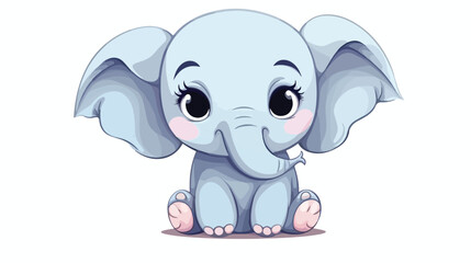 Cute elephant with sign finger. Vector of chibi cha
