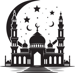 The mosque Silhouette vector Illustration
