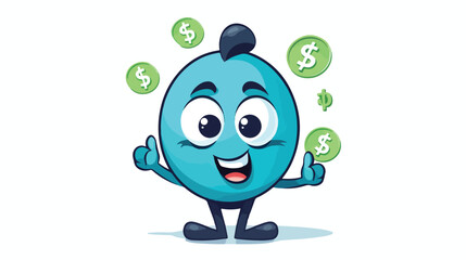 Cute happy dollar sign with question marks characte