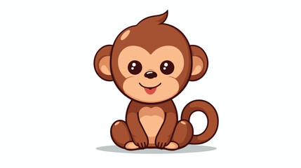 cute monkey sticker template in flat vector 