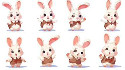 Cute Rabbit Character Design Illustration  flat vector