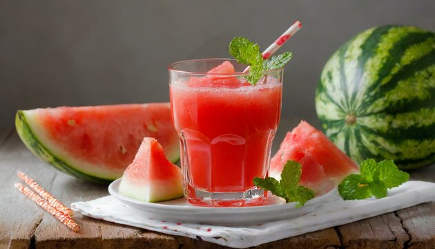 Summer Essence Fresh Watermelon Juice in Crisp Focus