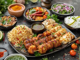 Iftar Indulgence - Flavorful Creations - Iftar Recipes - Generate visuals that capture the essence of flavorful creations for Iftar, presenting a delightful array