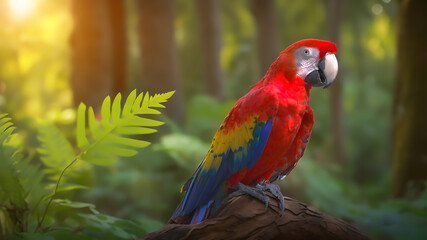 Obraz premium Most colorful single macaw or parrot birds With nature background