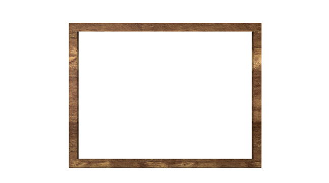 3D wooden picture frame.blank empty space. Isolated white background.with PNG file.