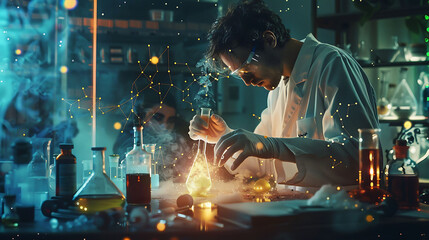 A Biochemist Conducting experiments to analyze the chemical processes within living organisms - obrazy, fototapety, plakaty