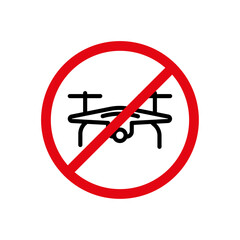 No Fly Drones Sign Vector Line Icon illustration.
