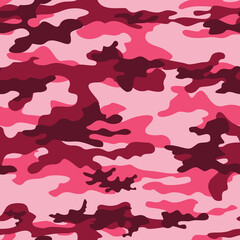 Pink camouflage seamless print for girls, vector illustration. © Sanvel