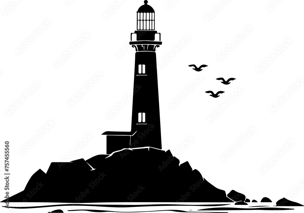 Wall mural lighthouse silhouette vector illustration