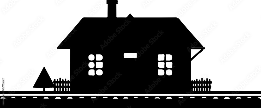 Wall mural Vintage Train Station Silhouette Vector Perfect for Transport, Travel, and Historical Themes