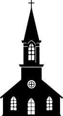 Church Building Vector Silhouette for Religious Themes and Community Oriented Projects