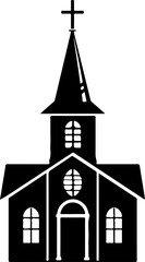 Church Building Vector Silhouette for Religious Themes and Community Oriented Projects