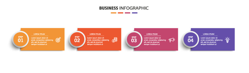 Infographic design template with icons and 4 options or steps. Can be used for process diagram, presentations, workflow layout, flow chart, info graph	