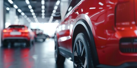 new cars in a car showroom Generative AI