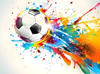 Soccer ball hand drawn watercolor illustration championship soccer icon abstract logo design
