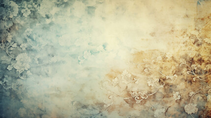 Fototapeta na wymiar Vintage background with ethereal floral patterns in a watercolor design