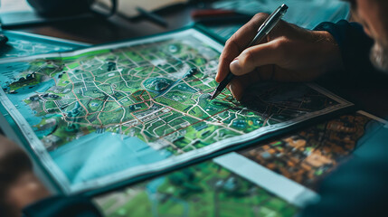 A Cartographer Using GIS (Geographic Information Systems) software to analyze and map spatial...