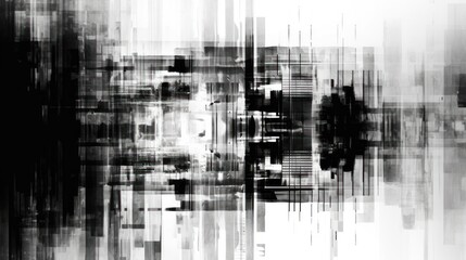 Black and white glitch: conveys mystery. Suitable for designing vintage products.