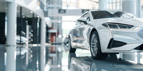 Fototapeta na wymiar new cars in a car showroom Generative AI