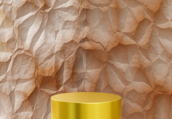 Gold 3d pedestal podium with empty space. Abstract minimal scene for Product presentation, mock up, show cosmetic