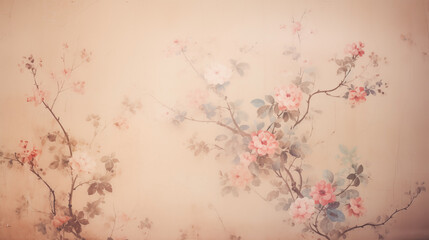 Soft floral watercolor background with vintage charm in dreamy pastel shades