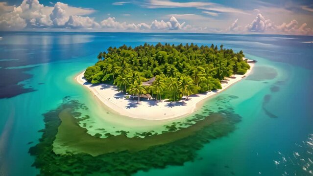 Tropical island in Maldives at summer day. Aerial view, Maldives Islands Tropical, AI Generated