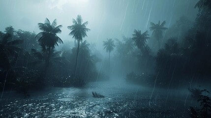 Tropical storm, heavy rain and high winds in tropical climates - obrazy, fototapety, plakaty
