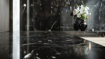 Black Ground Black Marble: Conveys luxury. Suitable for designing halls, stairs, or VIP areas.