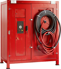 Fire Hose Cabinet, transparent background, isolated image, generative AI