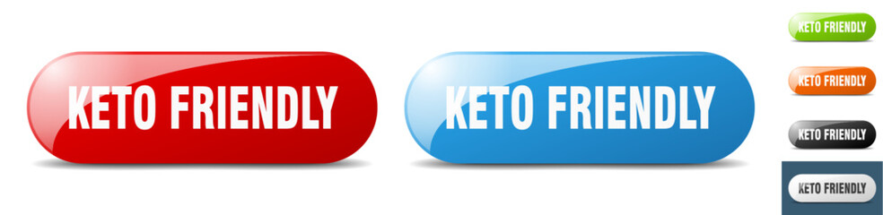 keto friendly button. key. sign. push button set