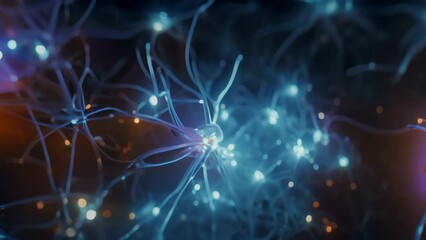 Conceptual image of neurons and nervous system. 3d rendering, Neurons and nervous system. Nerve cells background with copy space, AI Generated - Powered by Adobe