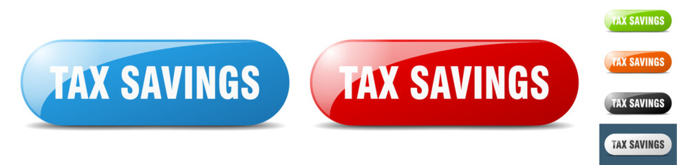 tax savings button. key. sign. push button set