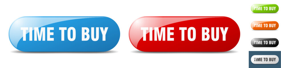 time to buy button. key. sign. push button set