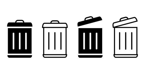 trash can, am trash, garbage, recycle bin vector eps illustration (only fill) for web, app, software, ux, ui. eco friendly conceptual icon set. 