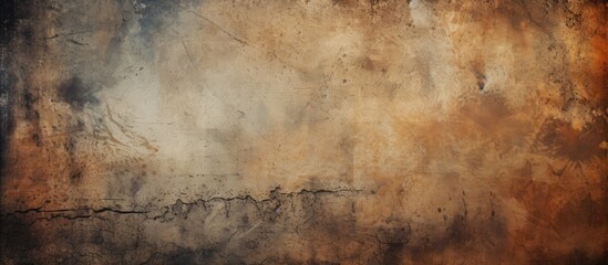 A close up of a dirty brown wall with wood tints and shades, stained with various patterns...