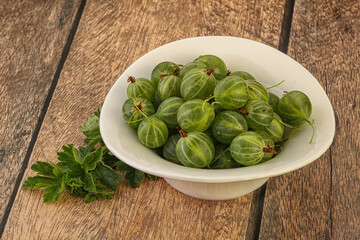 Natural ripe gooseberry heap in the bowl