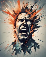 Man Screaming as His Head Appears to Burst in a Bright, Explosive Effect, Generative AI