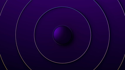 Luxury royal abstract moving gradient ring lines on purple background. Illuminated ball casting a shadow and emitting circles. Business, prezentations, ceremonies background.