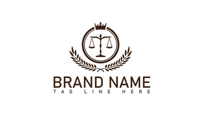 Fototapeta premium Law firm logo. Legal group sign. Concept weight scales, book and pillar sword line icon. Lawyer attorney symbol. Vector illustration.