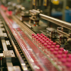 Eine Abfüllung oder Abfüllmaschine für Ampullen von Medizin auf einem Fließband