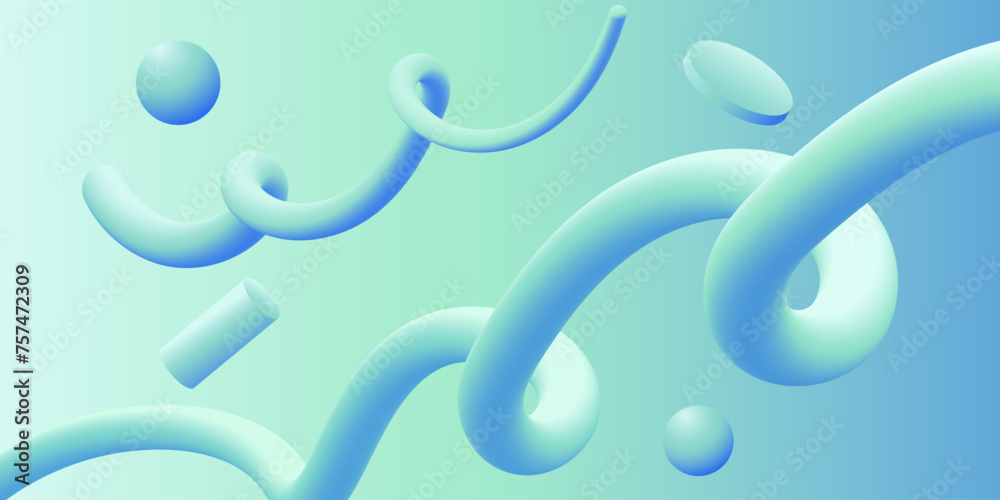 Aufkleber Realistic blue 3d abstract background with different figures. 3D background for your design