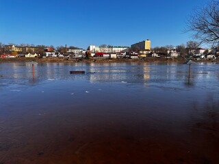 Obraz premium View of the city during the flood.