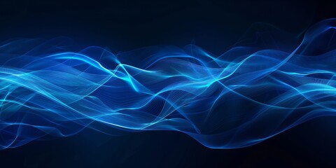 Abstract blue digital waves on a dark background.