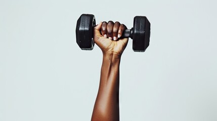 Dumbbell in man's hand, working on muscular endurance.