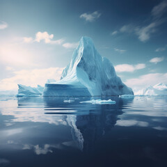 Iceberg floats in the cold ocean waters