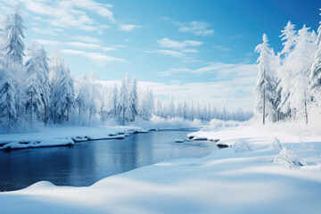 Tranquil cold winter snow landscape scene in the wilderness